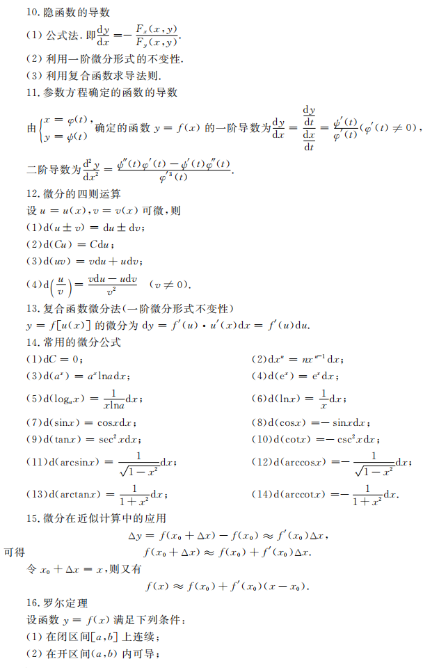 湖南专升本高等数学常用公式总结(一)(图5)