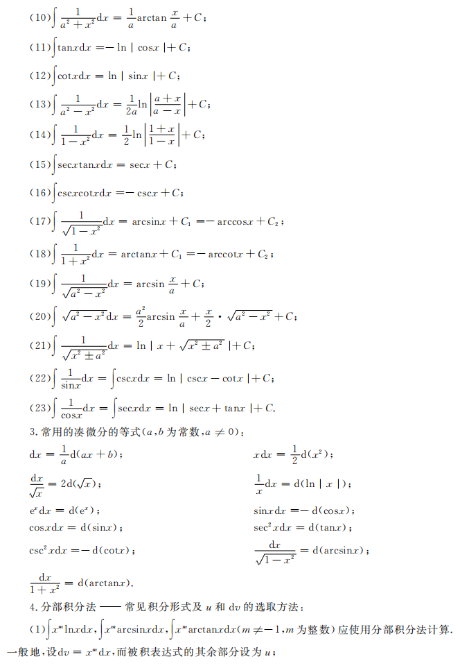 湖南专升本高等数学常用公式总结(二)(图4)