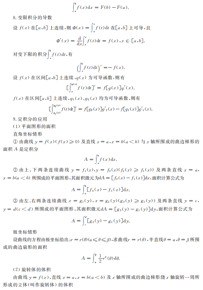 湖南专升本高等数学常用公式总结(二)(图5)